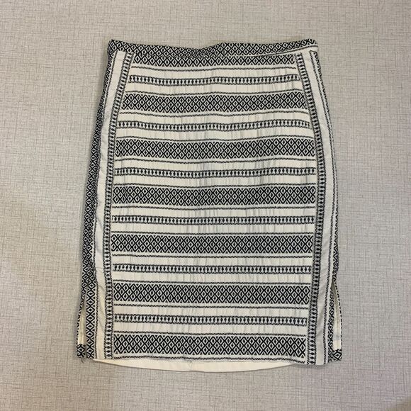 Loft Ann Taylor Zip Up Pencil Woven Skirt Petite 10 P Double Side Slit Lined - Picture 2 of 10